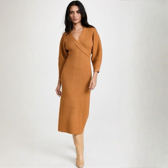 Mara Hoffman‎ Samira Long Sweater Dress Medium Long Sleeve V-Neck Knit Midi - Picture 1 of 15
